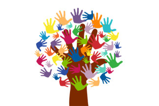 Baum mit bunten Händen