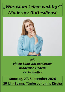 Plakat mit Frau zum Modernen Gottesdienst